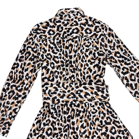 J. Crew leopard print tie-waist shirt dress pockets long sleeve buttons collar 2 - Picture 10 of 16